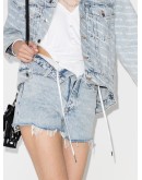 high-waist raw-hem denim shorts
