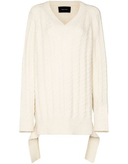 draped cable-knit jumper