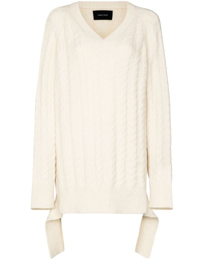 draped cable-knit jumper