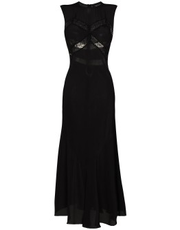lace-insert midi slip dress