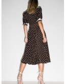 polka-dot ruffled midi dress