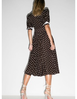 polka-dot ruffled midi dress