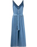 contrast-panel cropped denim jumpsuit