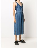 contrast-panel cropped denim jumpsuit