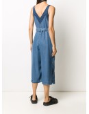 contrast-panel cropped denim jumpsuit