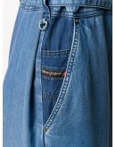 contrast-panel cropped denim jumpsuit