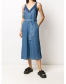 contrast-panel cropped denim jumpsuit