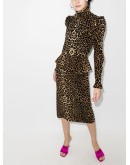 belted leopard-print peplum midi dress