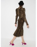 belted leopard-print peplum midi dress