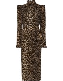 belted leopard-print peplum midi dress