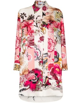 floral-print long-line shirt