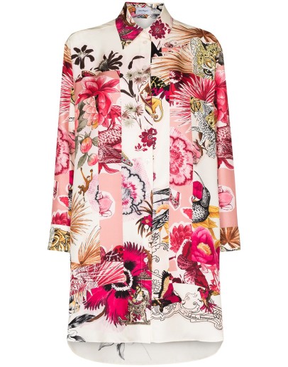 floral-print long-line shirt