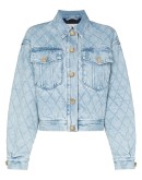 crystal-embellished quilted denim jacket