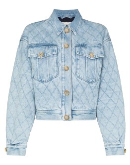 crystal-embellished quilted denim jacket