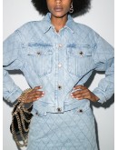 crystal-embellished quilted denim jacket