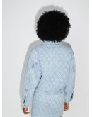 crystal-embellished quilted denim jacket