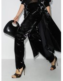 crinkle-effect straight-leg trousers