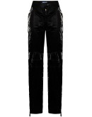 crinkle-effect straight-leg trousers