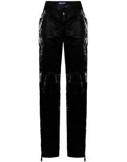 crinkle-effect straight-leg trousers
