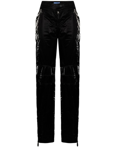 crinkle-effect straight-leg trousers