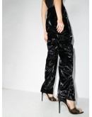 crinkle-effect straight-leg trousers