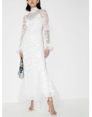 high-neck lace gown