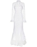 high-neck lace gown