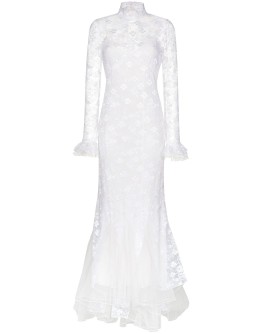 high-neck lace gown