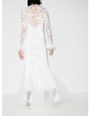 high-neck lace gown