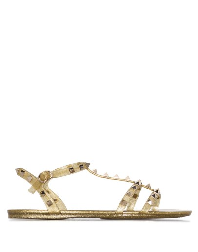 gold Summer Rockstud rubber sandals