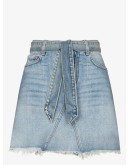 belted denim mini skirt