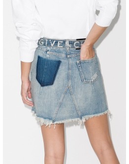 belted denim mini skirt