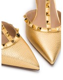 Rockstud 65mm metallic leather pumps