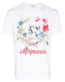 deconstructed floral skull T-shirt