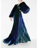 pouf sleeve pleated gown