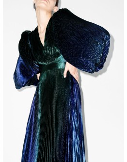 pouf sleeve pleated gown