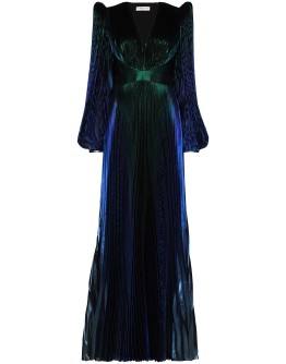pouf sleeve pleated gown