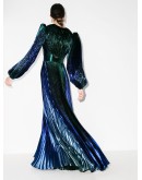 pouf sleeve pleated gown