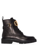 logo-embellished combat boots
