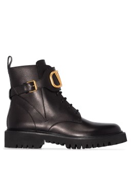 logo-embellished combat boots