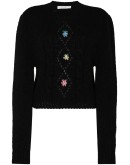 floral embroidered cropped wool sweater