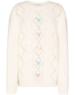 floral-embroidered fine-knit jumper