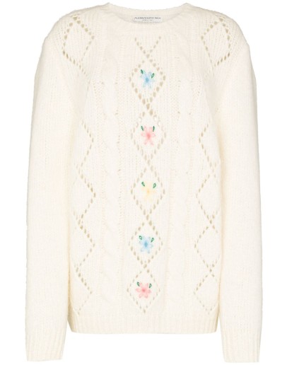 floral-embroidered fine-knit jumper