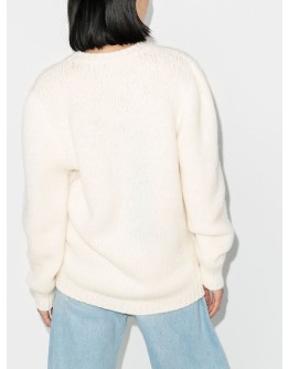 floral-embroidered fine-knit jumper