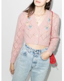 floral-embroidered cropped cardigan