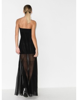 strapless sheer-skirt gown