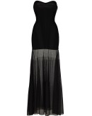 strapless sheer-skirt gown