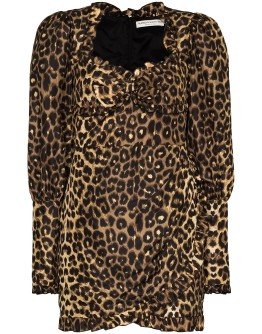 leopard print puff sleeve dress