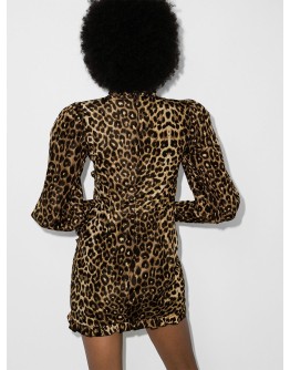 leopard print puff sleeve dress