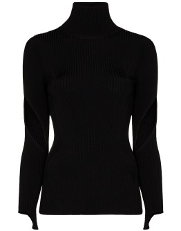 cut-out sleeve ribbed top